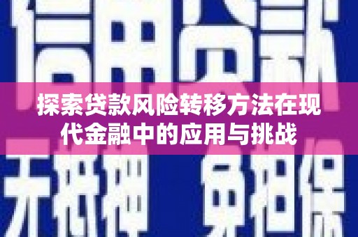 万里探索贷款风险转移方法在现代金融中的应用与挑战