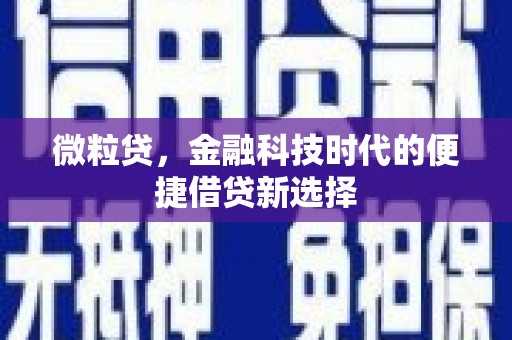 万里微粒贷，金融科技时代的便捷借贷新选择